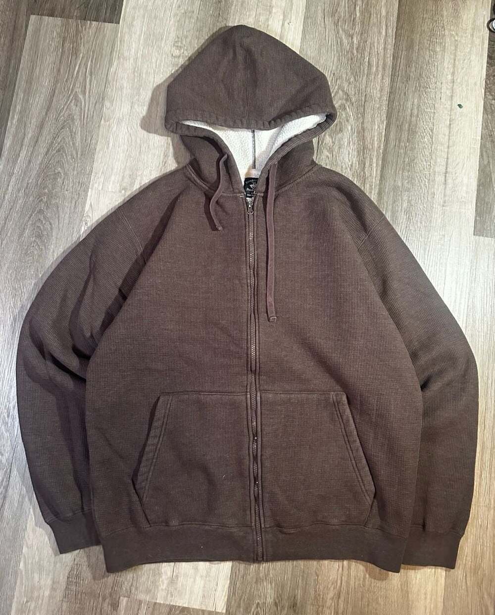 Beverly Hills Polo Club Brown Thermal Lined Full Zip Hoodie Size LT